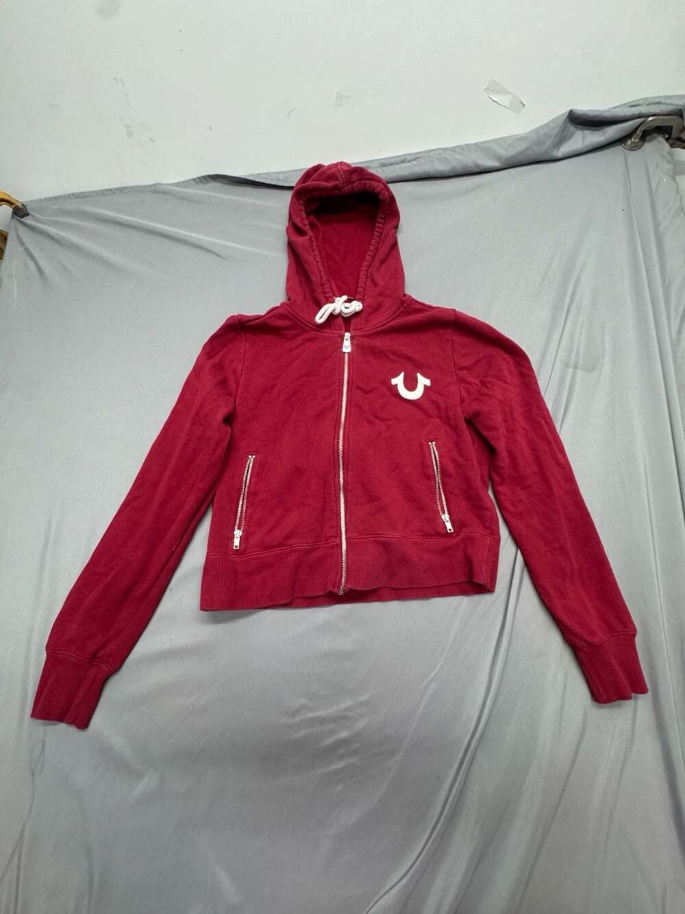 True Religion Zip Up Hoodie Size S Red World Tour Buddha